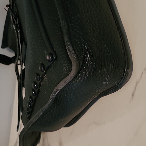 Rebecca Minkoff Unlined Feed Black Pebbled Leather Studded Slouchy Crossbody Bag - Picture 7 of 15